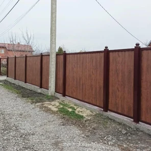 Забор секционный профнастил под дерево